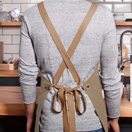 (6 pieces) KARLOWSKY | Urban Look Chef Bib Apron – Pebble Grey - Cross-Back - 700×850 mm