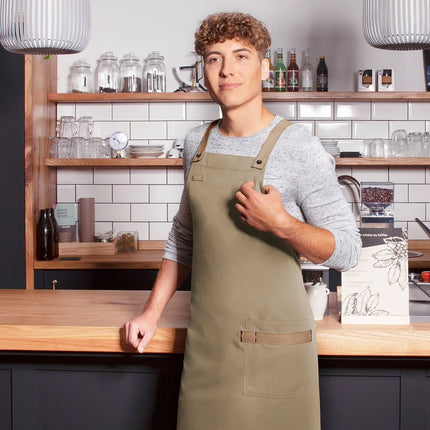 (6 pieces) KARLOWSKY | Urban Look Chef Bib Apron – Pebble Grey - Cross-Back - 700×850 mm