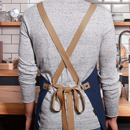(6 pieces) KARLOWSKY | Urban Look Chef Bib Apron – Steel Blue - Cross-Back - 700×850 mm