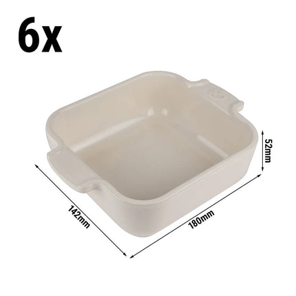 (6 pieces) PEUGEOT | Appolia Square Ceramic Casserole Dish – Ecru - 18 cm - 0.66 L