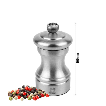 (6 pieces) PEUGEOT | Bistro Chef Pepper Mill – Stainless steel - 10 cm - Adjustable grinder