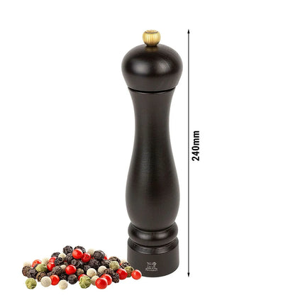 (6 pieces) PEUGEOT | Clermont Pepper Mill – 24 cm height - beech wood - chocolate