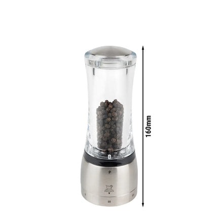 (6 pieces) PEUGEOT | DAMAN - Pepper Mill - u'Select - Stainless Steel/Acrylic - Height: 160mm