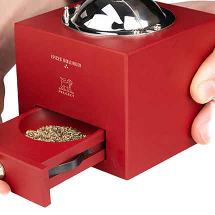 (6 pieces) PEUGEOT | LE MOULIN D'OLIVIER ROELLINGER - Pepper/Spice Mill - Chili Red - Height: 130mm