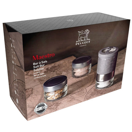 (6 pieces) PEUGEOT | MAESTRO - Salt Bar - u'Select - Light Graphite - Height: 110mm - incl. three premium salt jars