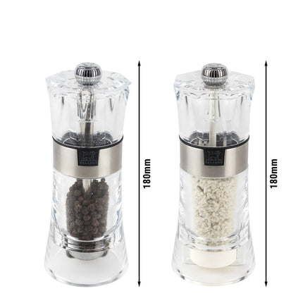 (6 pieces) PEUGEOT | OSLO - Salt & Pepper Mill - Acrylic/Stainless Steel - Height: 140mm