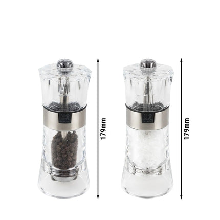 (6 pieces) PEUGEOT | OSLO - Salt & Pepper Mill - Acrylic/Stainless Steel - Height: 140mm