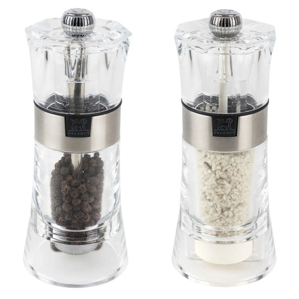 (6 pieces) PEUGEOT | OSLO - Salt & Pepper Mill - Acrylic/Stainless Steel - Height: 140mm