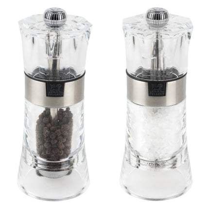 (6 pieces) PEUGEOT | OSLO - Salt & Pepper Mill - Acrylic/Stainless Steel - Height: 140mm
