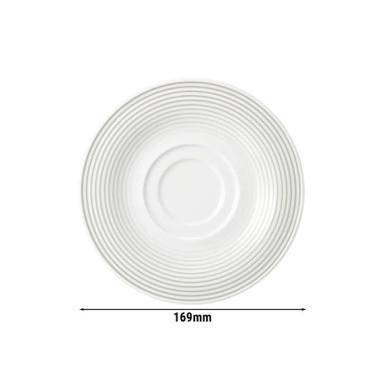 (6 pieces) SELTMANN WEIDEN | Round Coffee Saucer Blues – Pearl Grey – Ø165 mm – High-Gloss Porcelain