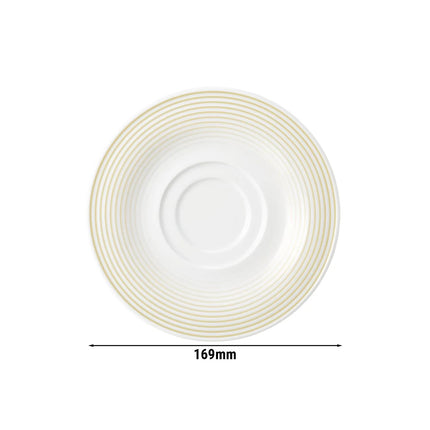 (6 pieces) SELTMANN WEIDEN | Round Coffee Saucer Blues – Sand Beige – Ø165 mm – High-Gloss Porcelain