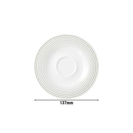 (6 pieces) SELTMANN WEIDEN | Round Espresso Saucer Blues – Pearl Grey – Ø135 mm – High-Gloss Porcelain