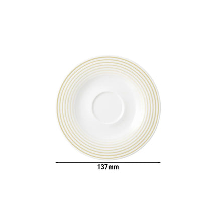 (6 pieces) SELTMANN WEIDEN | Round Espresso Saucer Blues – Sand Beige – Ø135 mm – High-Gloss Porcelain