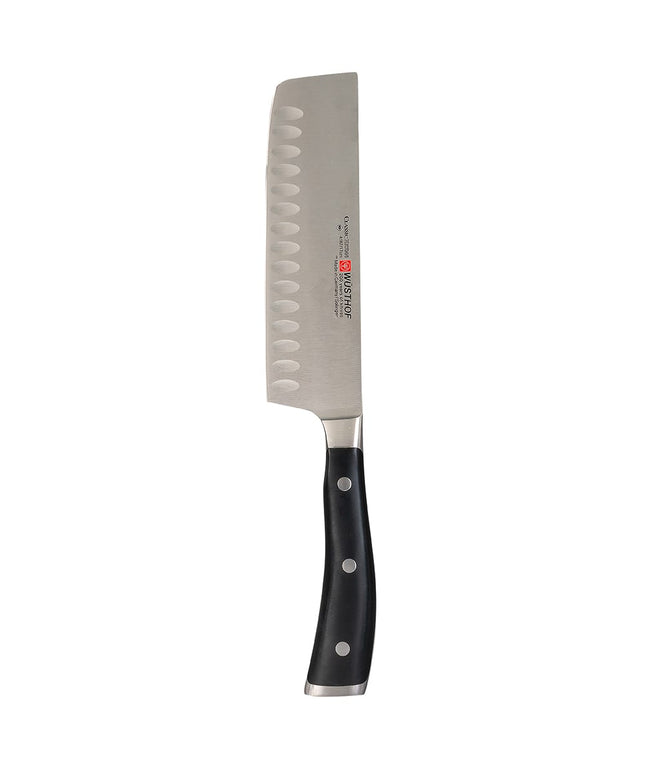 Dao Nakiri Wusthof Classic Ikon 17.8 cm - Lưỡi Rỗng, Cán Đen (4187-7/17)