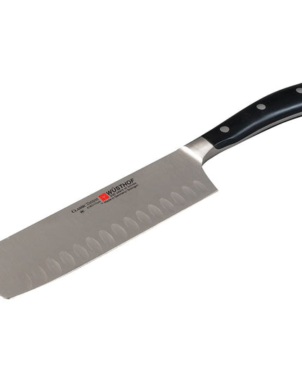 Dao Nakiri Wusthof Classic Ikon 17.8 cm - Lưỡi Rỗng, Cán Đen (4187-7/17)