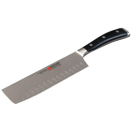 Dao Nakiri Wusthof Classic Ikon 17.8 cm - Lưỡi Rỗng, Cán Đen (4187-7/17)