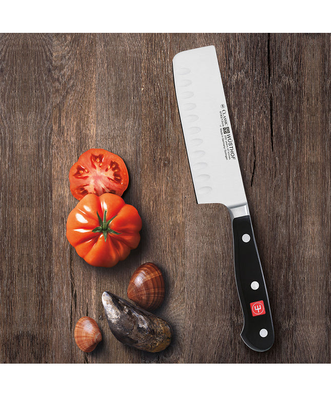 Dao Nakiri Wusthof 17.8 cm - Lưỡi Rãnh, Cán Liền, Rèn (4193-7)