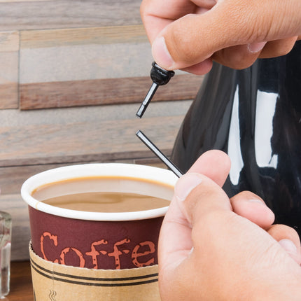 Que khuấy kiêm nút chặn đồ uống màu đen Royal Paper Stix To Go STRNPLUG-BK - Gói 200 cái