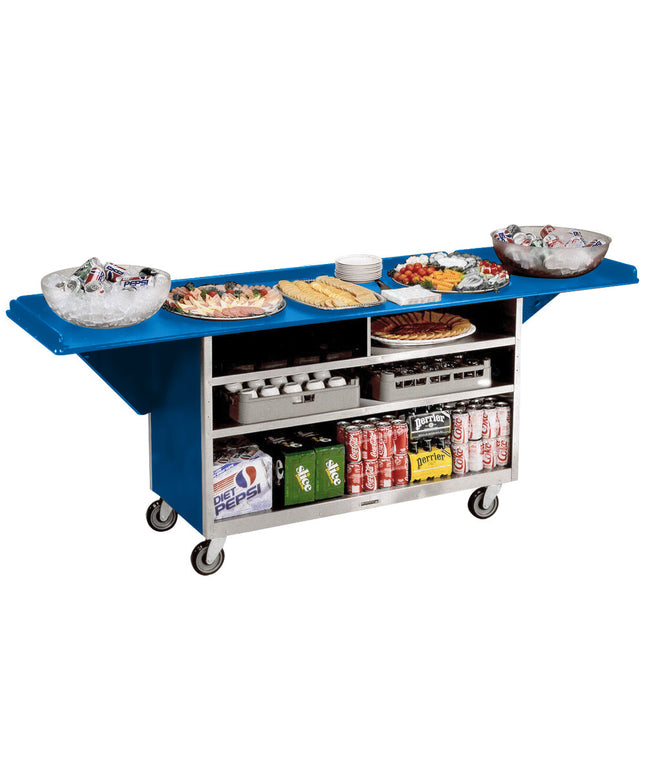 Xe phục vụ đồ uống inox Lakeside 676BL 3 kệ cánh gập mặt laminate xanh dương - 157 x 61 x 97 cm