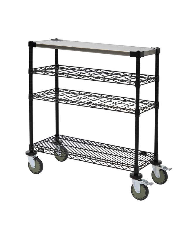 Xe Đẩy Tráng Miệng Chữ Nhật Quantum Food Service Thiết Kế Nhiều Tầng - Đen (WRC-1436WSBK-1SS)