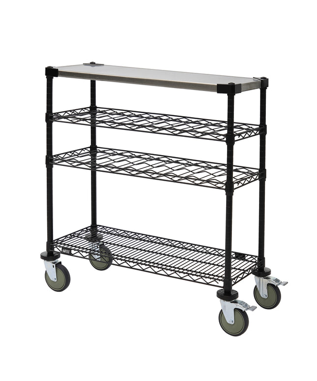 Xe Đẩy Tráng Miệng Chữ Nhật Quantum Food Service Thiết Kế Nhiều Tầng - Đen (WRC-1448WSBK-1SS)
