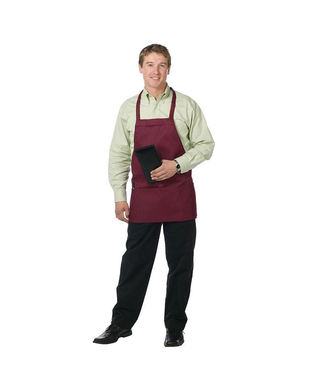 Tạp dề yếm ngắn vải poly-cotton có thể tùy chỉnh Chef Revival đỏ mận, 3 túi