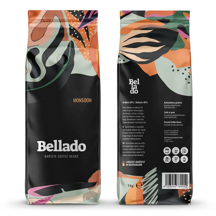 (6x 1kg) BELLADO | Monsoon Espresso Beans – Dark roast-60/40 Arabica/Robusta-Cocoa-earthy-whisky