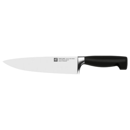 (7-piece) ZWILLING | Four Star SharpBlock Knife Set – Brown beech block with KIS self-sharpening; 10 cm paring, 13 cm utility, 20 cm carving, 20 cm chef’s, 20 cm bread, shears - FRIODUR ice-hardened