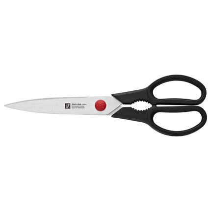 (7-piece) ZWILLING | Four Star SharpBlock Knife Set – Brown beech block with KIS self-sharpening; 10 cm paring, 13 cm utility, 20 cm carving, 20 cm chef’s, 20 cm bread, shears - FRIODUR ice-hardened
