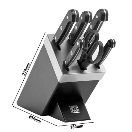 (7 pieces) ZWILLING | GOURMET SharpBlock Knife Block Set – KIS Self‑Sharpening - Includes Chef 20 cm, Bread 20 cm, Carving 20 cm, Utility 13 cm, Paring 10 cm + Scissors
