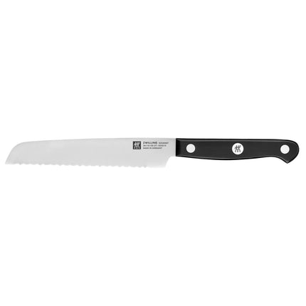 (7 pieces) ZWILLING | GOURMET SharpBlock Knife Block Set – Self‑Sharpening KIS - Brown Block - Chef 20 cm - Bread 20 cm - Carving 20 cm - Utility 13 cm - Paring 10 cm - Scissors