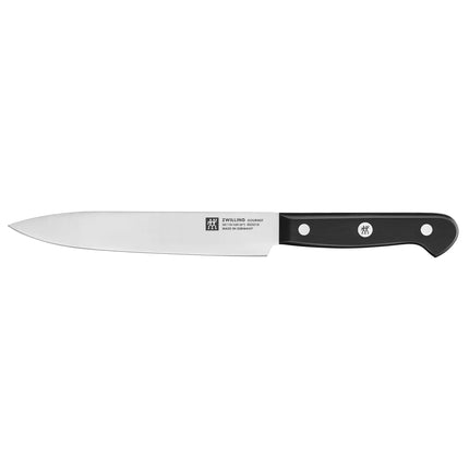 (7 pieces) ZWILLING | GOURMET SharpBlock Knife Block Set – Self‑Sharpening KIS - Brown Block - Chef 20 cm - Bread 20 cm - Carving 20 cm - Utility 13 cm - Paring 10 cm - Scissors