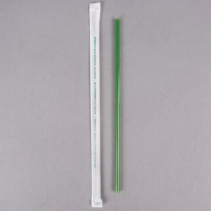 Ống hút Eco-Products EP-ST772 19,7 cm cỡ lớn xanh lá tái tạo và phân hủy sinh học bọc lẻ - Thùng 9.600 cái