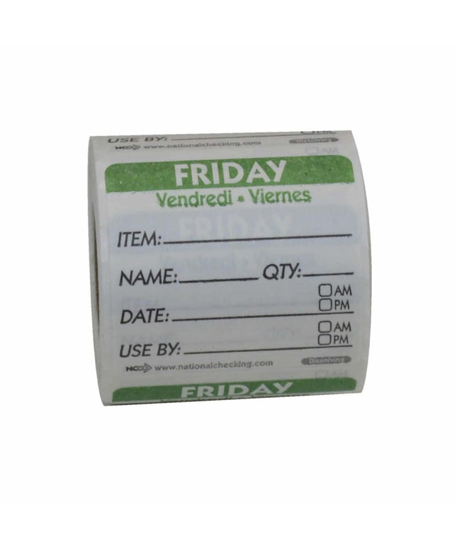 Nhãn Bảo Quản Thực Phẩm Tan National Checking Company DIDU2205R Thứ Sáu 5.1 x 5.1 cm Xanh Lá