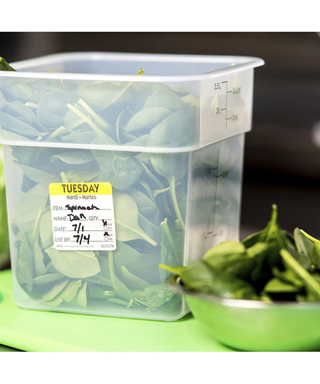 Nhãn Bảo Quản Thực Phẩm Tan Trong Nước National Checking Company DIDU2202R Vuông 5.1 x 5.1 cm Thứ Ba Vàng