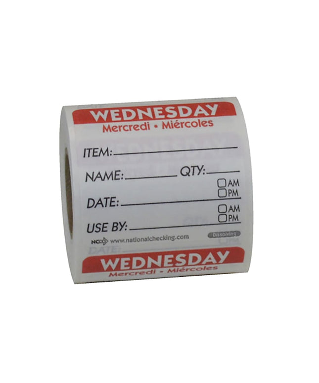 Nhãn Bảo Quản Thực Phẩm Tan Trong Nước National Checking Company DIDU2203R Vuông 5.1 x 5.1 cm Thứ Tư Đỏ
