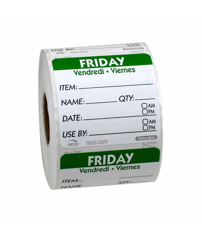 Nhãn Bảo Quản Thực Phẩm Vuông Viết Được National Checking Company 5.1 x 5.1 cm Thứ Sáu Xanh Lá (RIDU2205R)