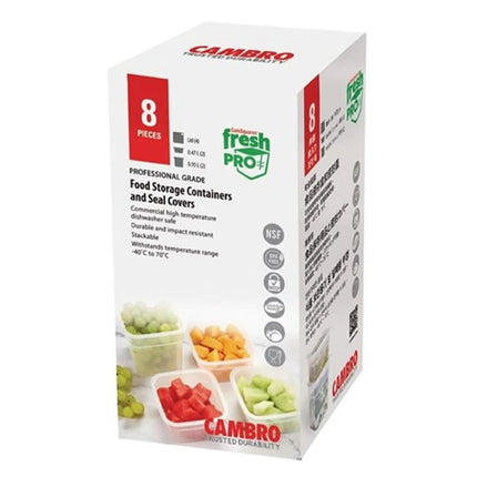 (8 pieces) CAMBRO | CamSquares® FreshPro Food Storage Container Set – 2×0.95L + 2×0.47L – with Lids