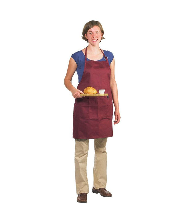 Tạp dề yếm dài vải poly-cotton có thể tùy chỉnh Chef Revival đỏ mận, 1 túi