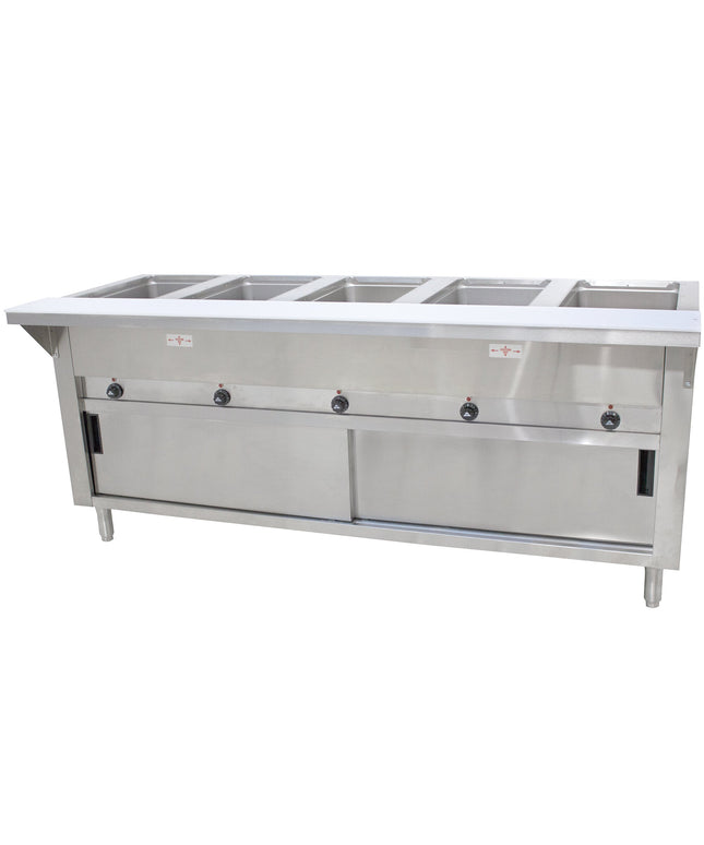Bàn hâm nóng điện năm khoang Advance Tabco HF-5E-240-DR chân kín cửa lùa