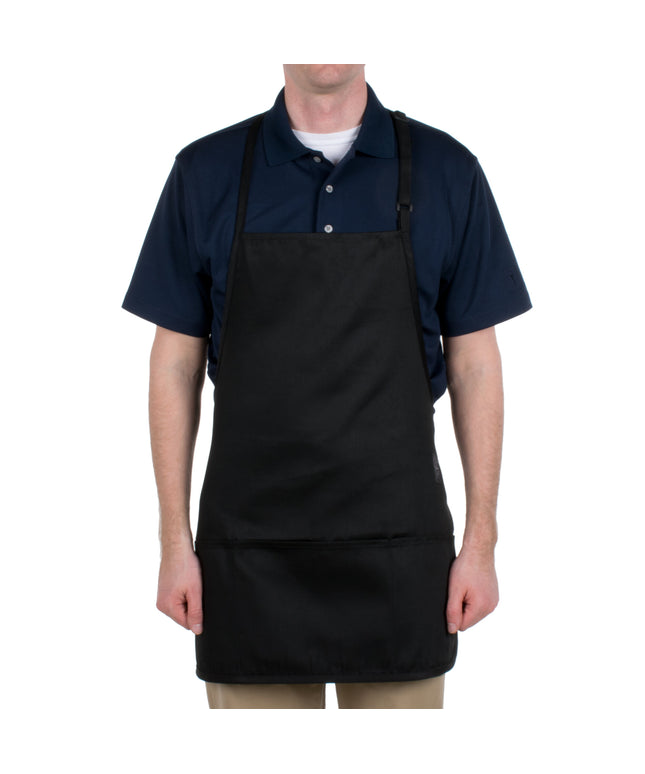 Tạp dề yếm ngắn vải poly-cotton có thể tùy chỉnh Chef Revival đen, 3 túi