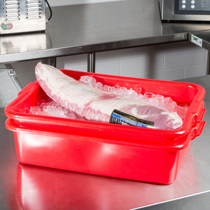 Bộ hộp đựng thực phẩm kèm khay thoát nước và nắp màu đỏ Vollrath Traex® Color-Mate™ 1551-C02 57,1 x 39,7 x 19,1 cm - Bộ