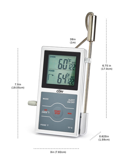 Nhiệt Kế Số Cảm Biến Kép CDN Thân 17.1 cm, 32 Đến 572°F, Màu Bạc (DSP1-S)
