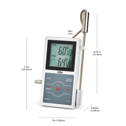 Nhiệt Kế Số Cảm Biến Kép CDN Thân 17.1 cm, 32 Đến 572°F, Màu Bạc (DSP1-S)