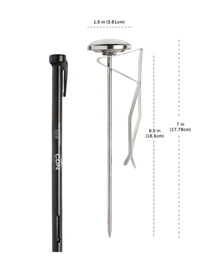 CDN Nhiệt Kế Đánh Sữa Mặt Đồng Hồ 3.8 cm Cần 16.5 cm, 0 Đến 220°F (IRB220-F-6.5)