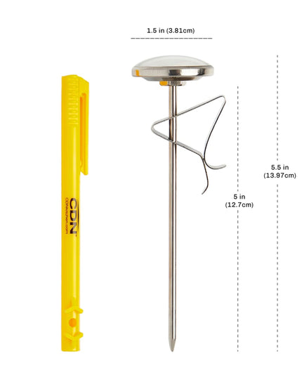Nhiệt Kế Đánh Sữa Mặt Đồng Hồ CDN 3.8 cm Cần 12.7 cm, 0 Đến 220°F (IRB220-F)