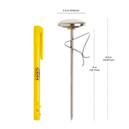 Nhiệt Kế Đánh Sữa Mặt Đồng Hồ CDN 3.8 cm Cần 12.7 cm, 0 Đến 220°F (IRB220-F)