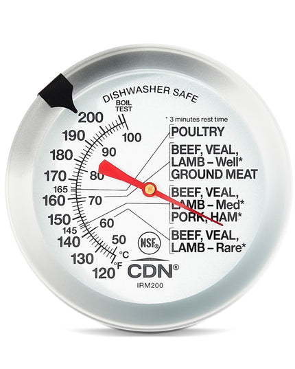 Nhiệt Kế Thịt CDN Mặt Đồng Hồ 5.1 cm Que 12.7 cm, 120 Đến 200°F (IRM200)