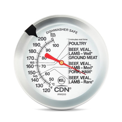 Nhiệt Kế Thịt CDN Mặt Đồng Hồ 5.1 cm Que 12.7 cm, 120 Đến 200°F (IRM200)
