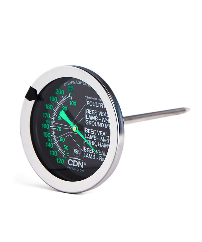 Nhiệt Kế Đo Thịt CDN Mặt Đồng Hồ 5 cm Que Cắm 12.7 cm 120 Đến 200°F (IRM200-GLOW)